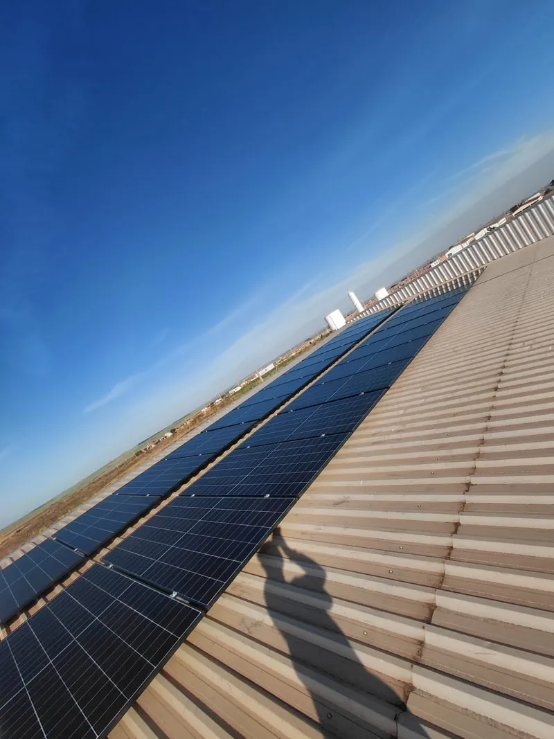 Painéis Solares sob o Céu Azul